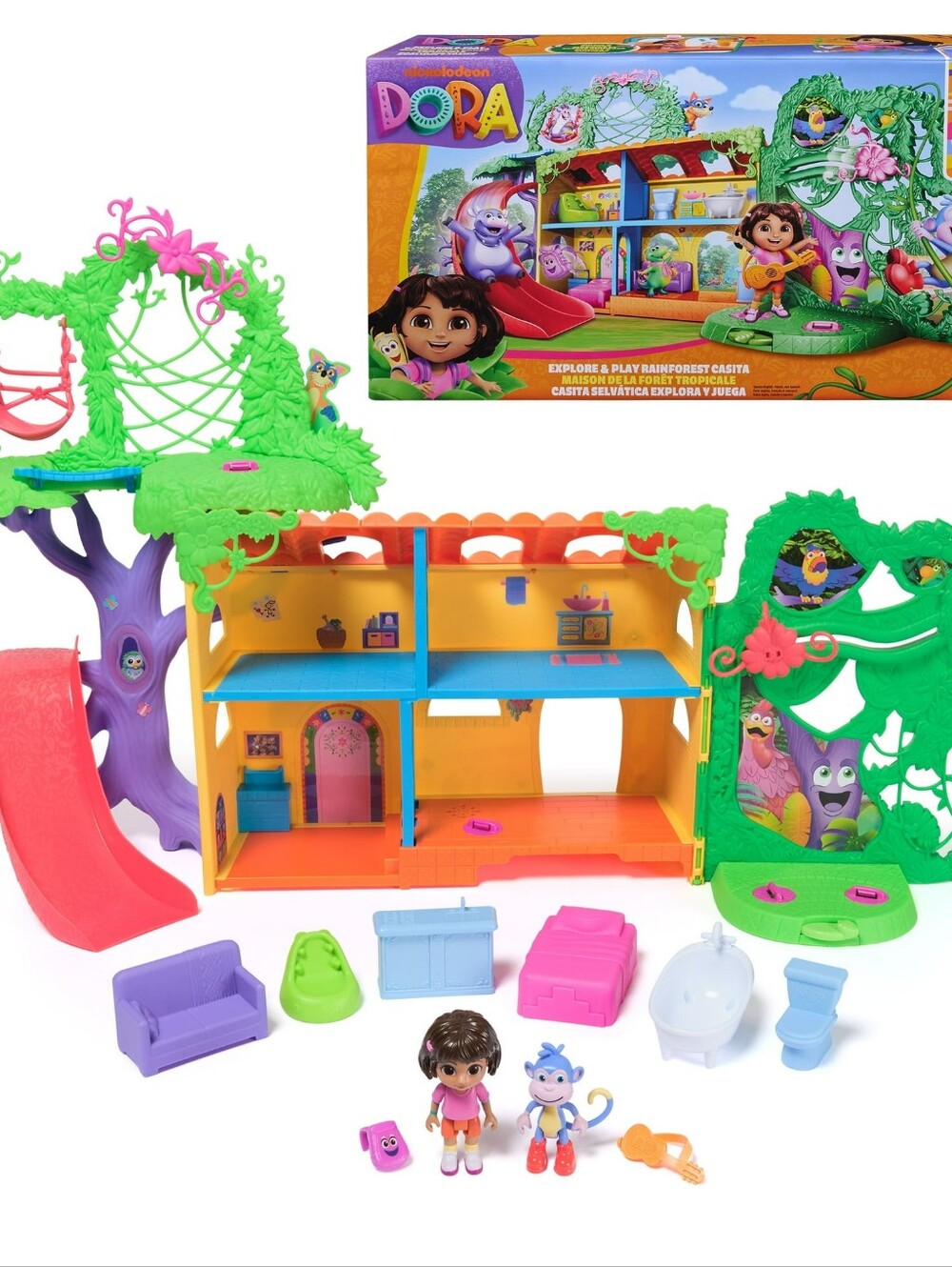 Dora, Explore & Play Rainforest Casita Playset, Dora & Boots Figures, Furniture